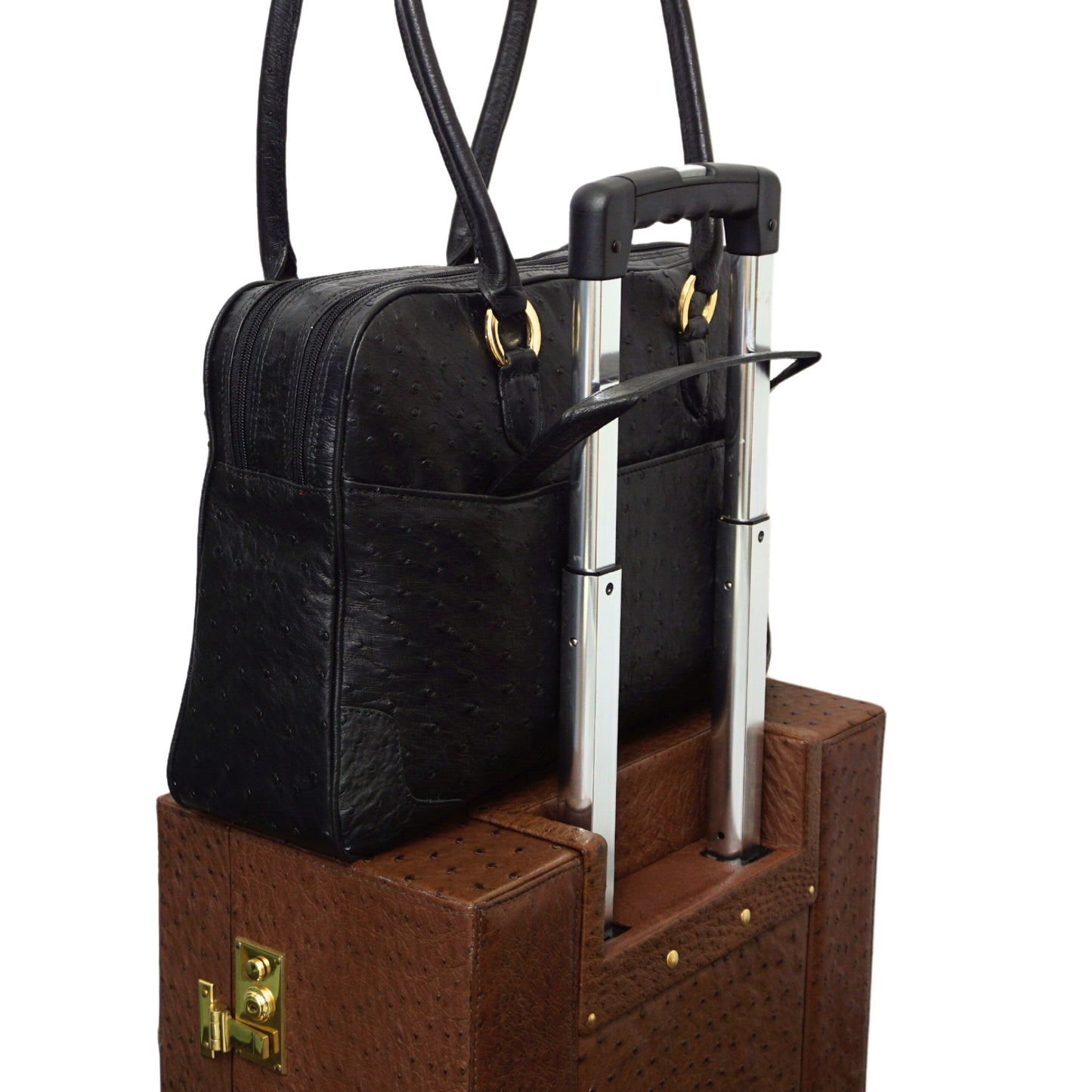 Business bag in black with gold-colored details, lockable