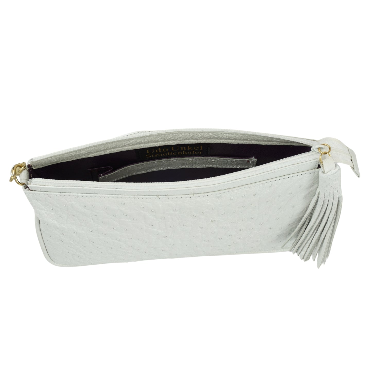 Handtasche "Pochette" in Weiß mit goldfarbenen Details