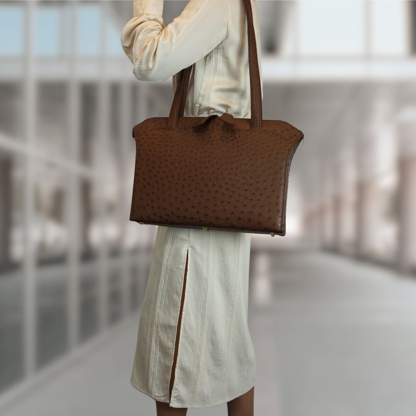 Handtasche "Die Elegante" in Braun, eleganter Shopper mit Außenfach