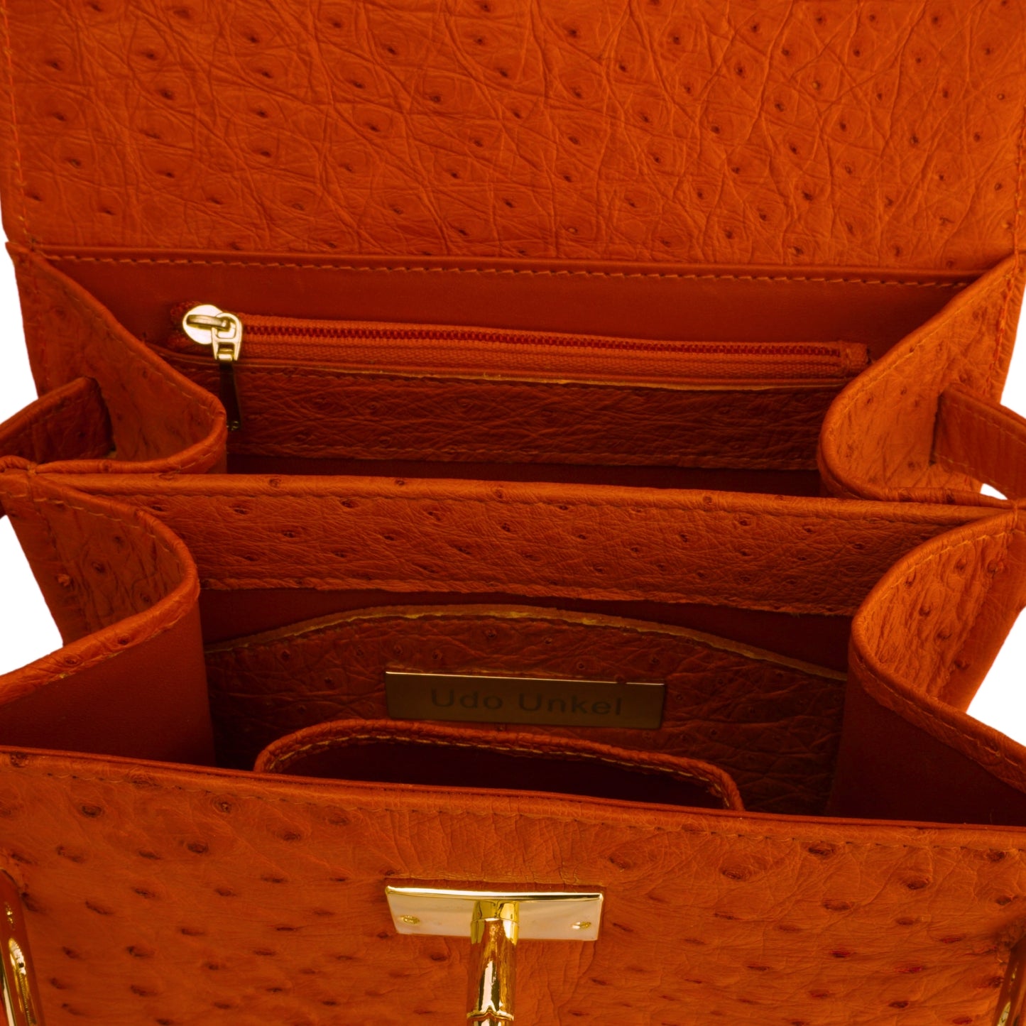 Handtasche "Die Klassische" in Orange mit goldfarbenen Details in S