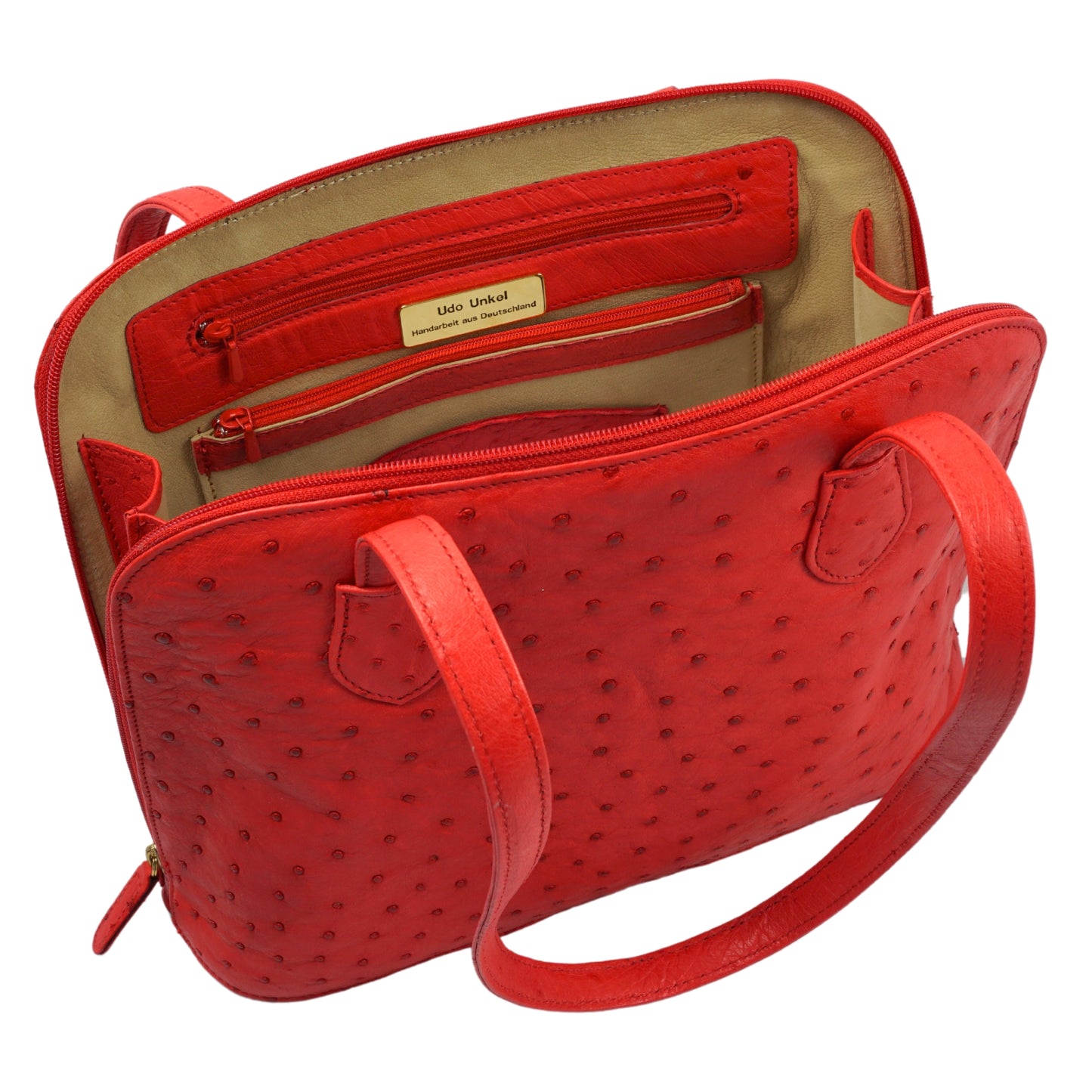 Handtasche "Die Charmante" in Hellrot mit goldfarbenen Details