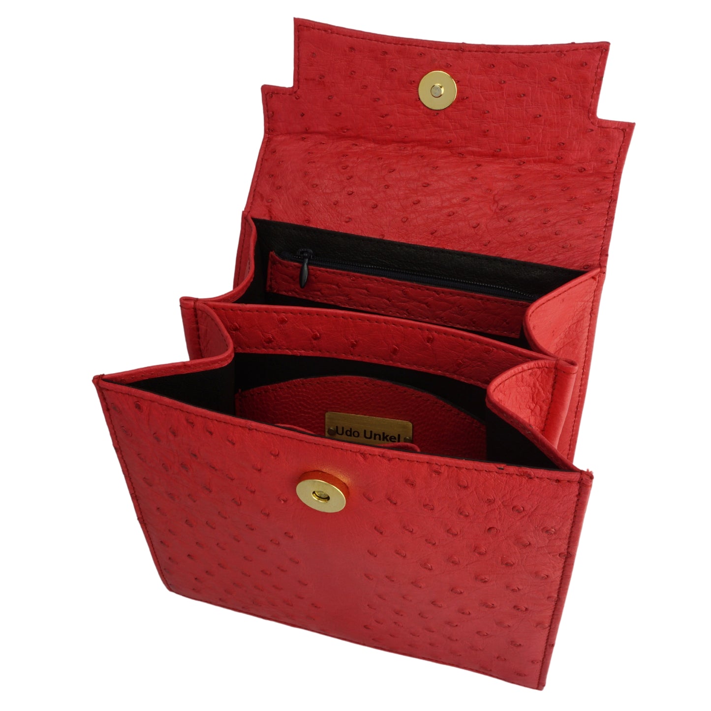 Henkeltasche "Die Feine" in Rot mit goldfarbenen Details