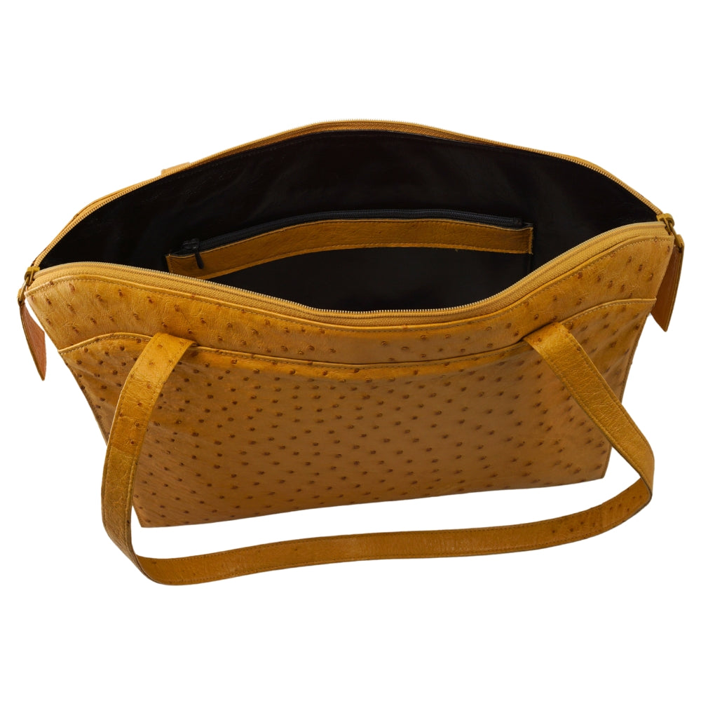 Handbag "Die Elegante" in buttercup yellow, elegant shopper without outside compartment