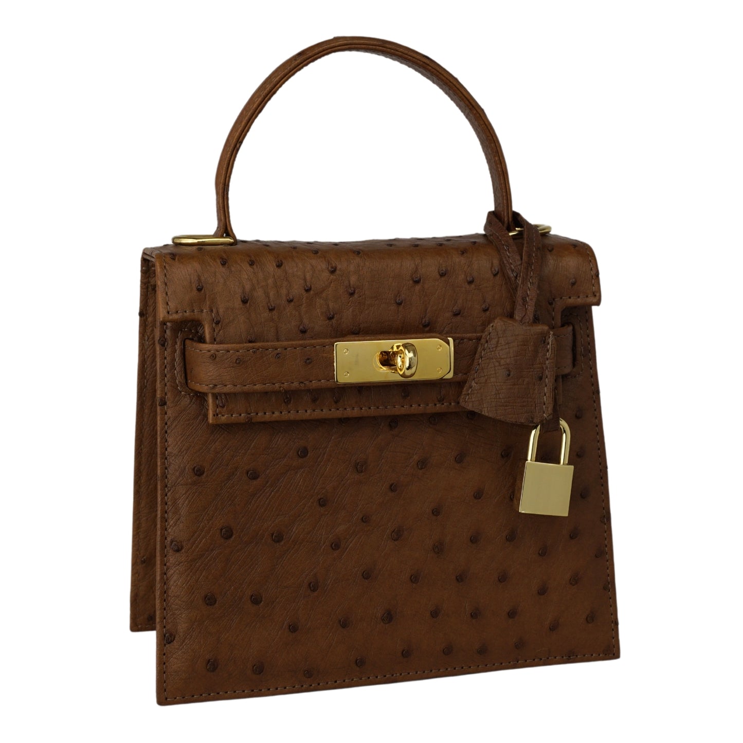Handbag "The Classic" in brown with gold-colored details in S