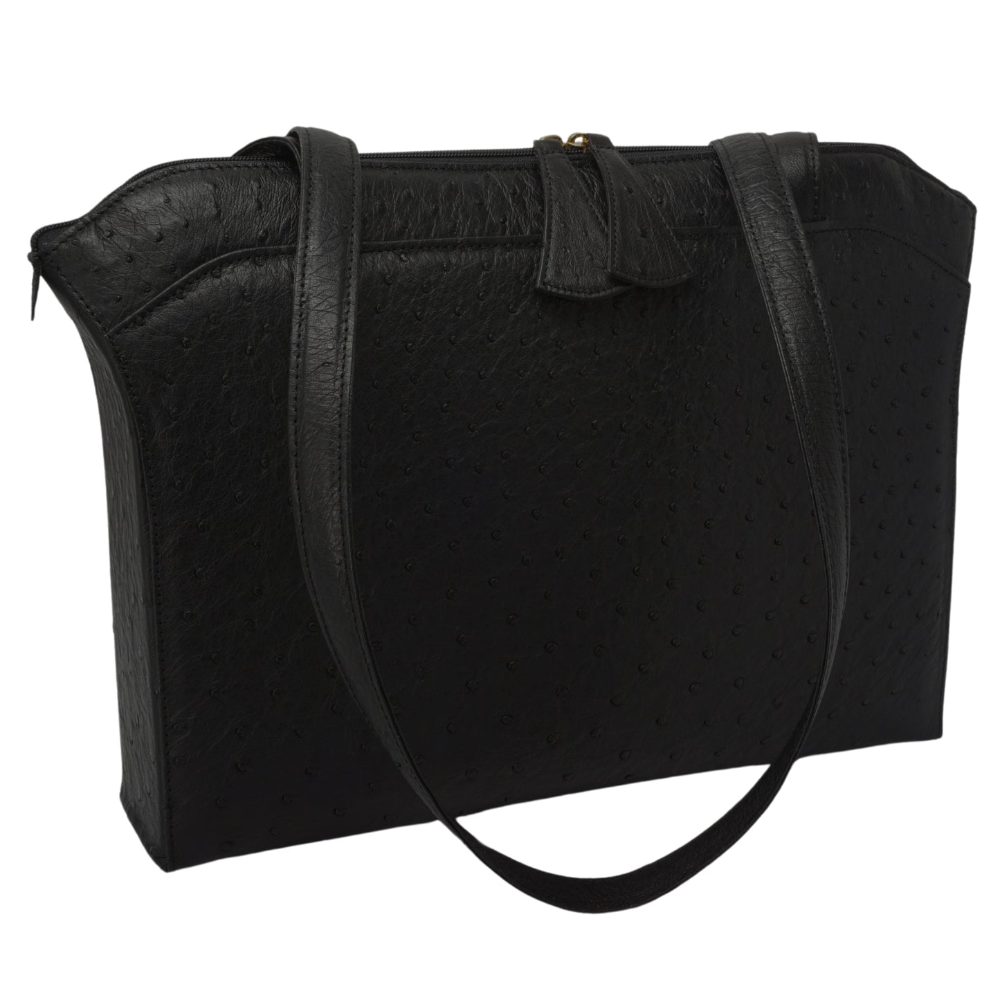 Handbag "Die Elegante" in black, elegant shopper with outside compartment