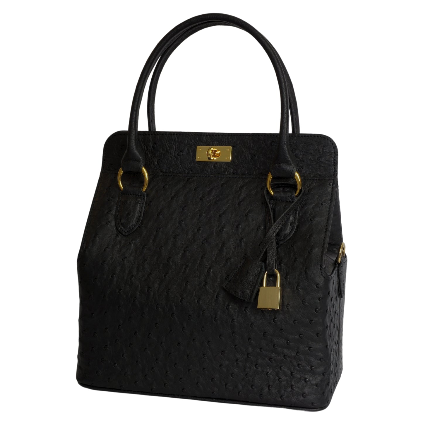 Handbag "The Stylish" in black with gold-colored details in L