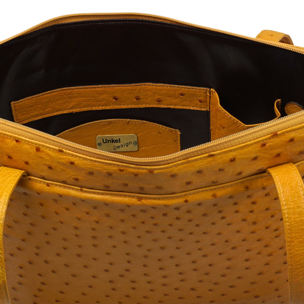 Handbag "Die Elegante" in buttercup yellow, elegant shopper without outside compartment