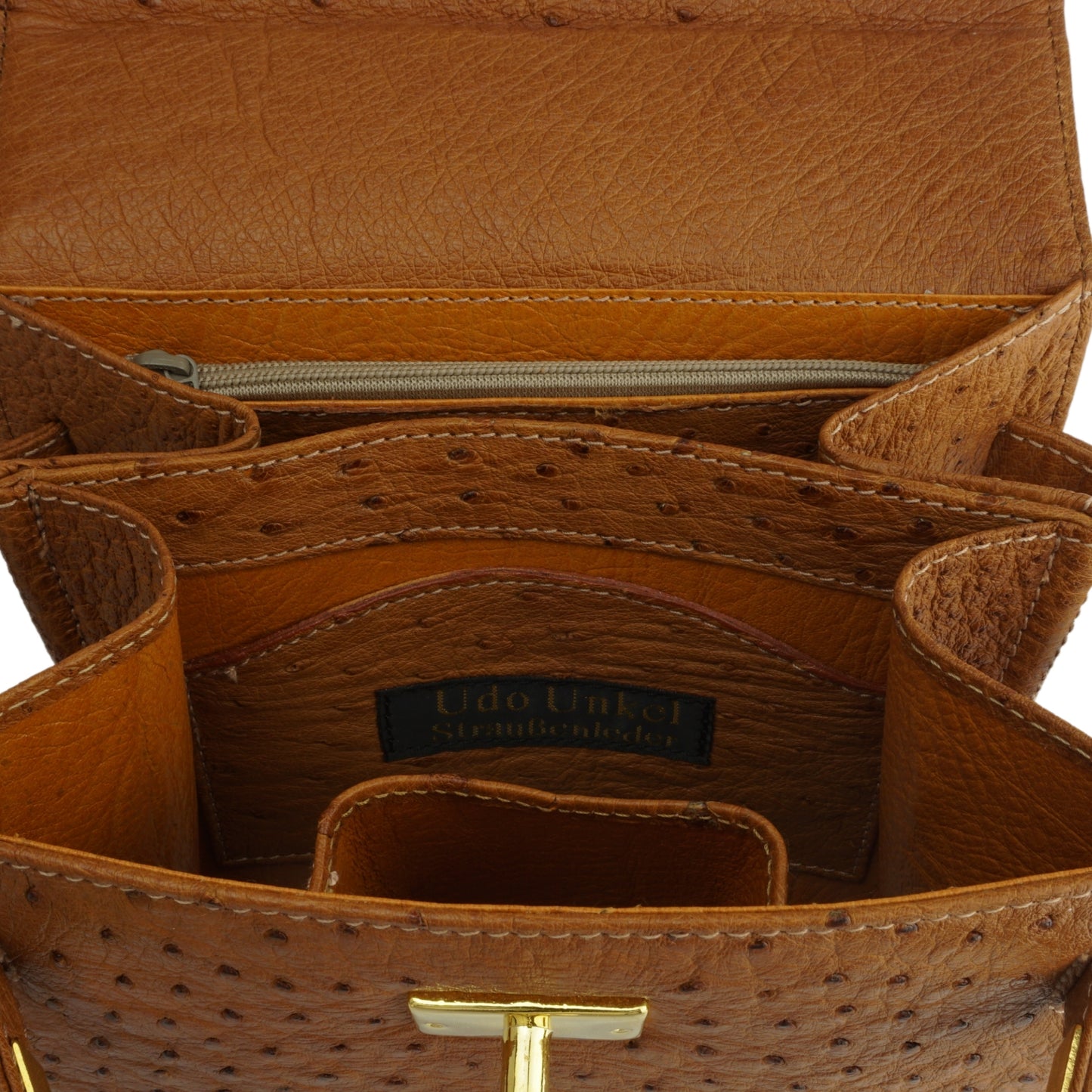 Handtasche "Die Klassische" in dunklem Chestnut mit goldfarbenen Details in S