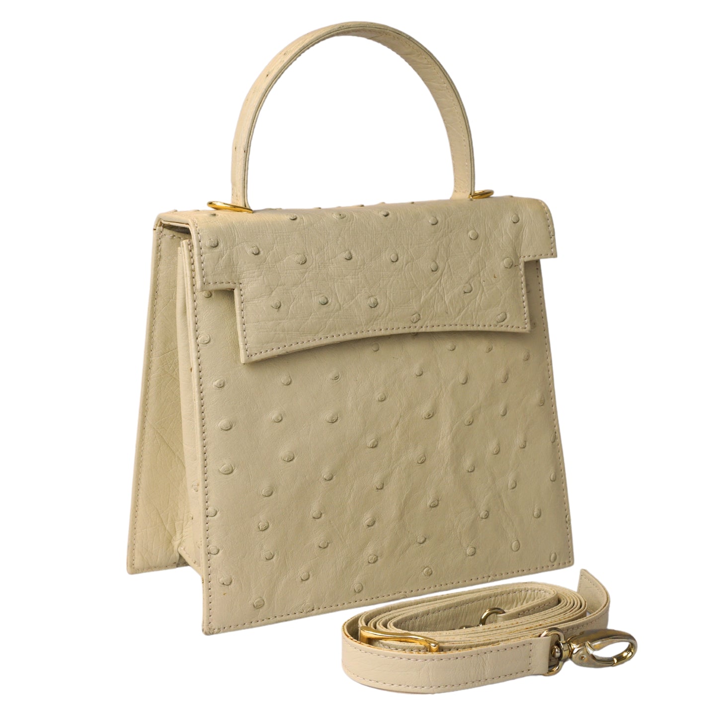 Henkeltasche "Die Feine" in Beige mit goldfarbenen Details