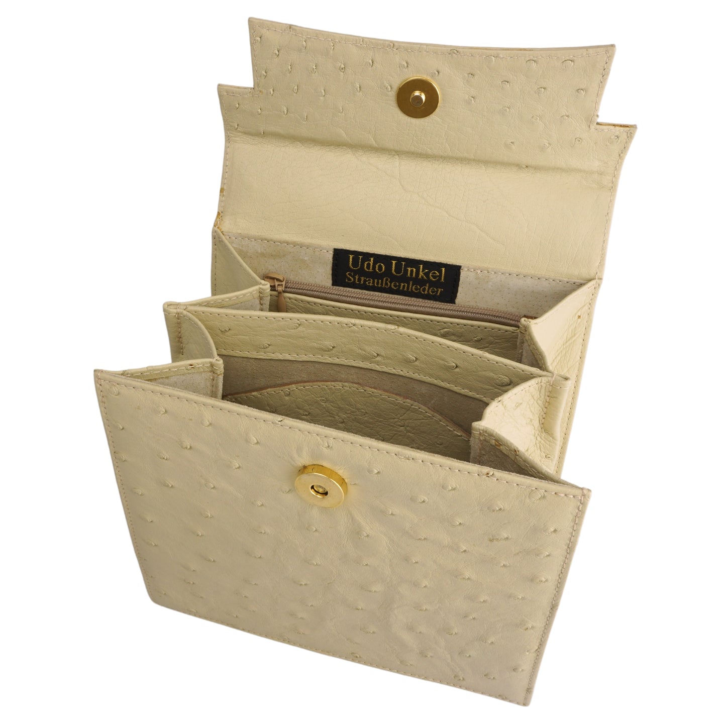 Henkeltasche "Die Feine" in Beige mit goldfarbenen Details