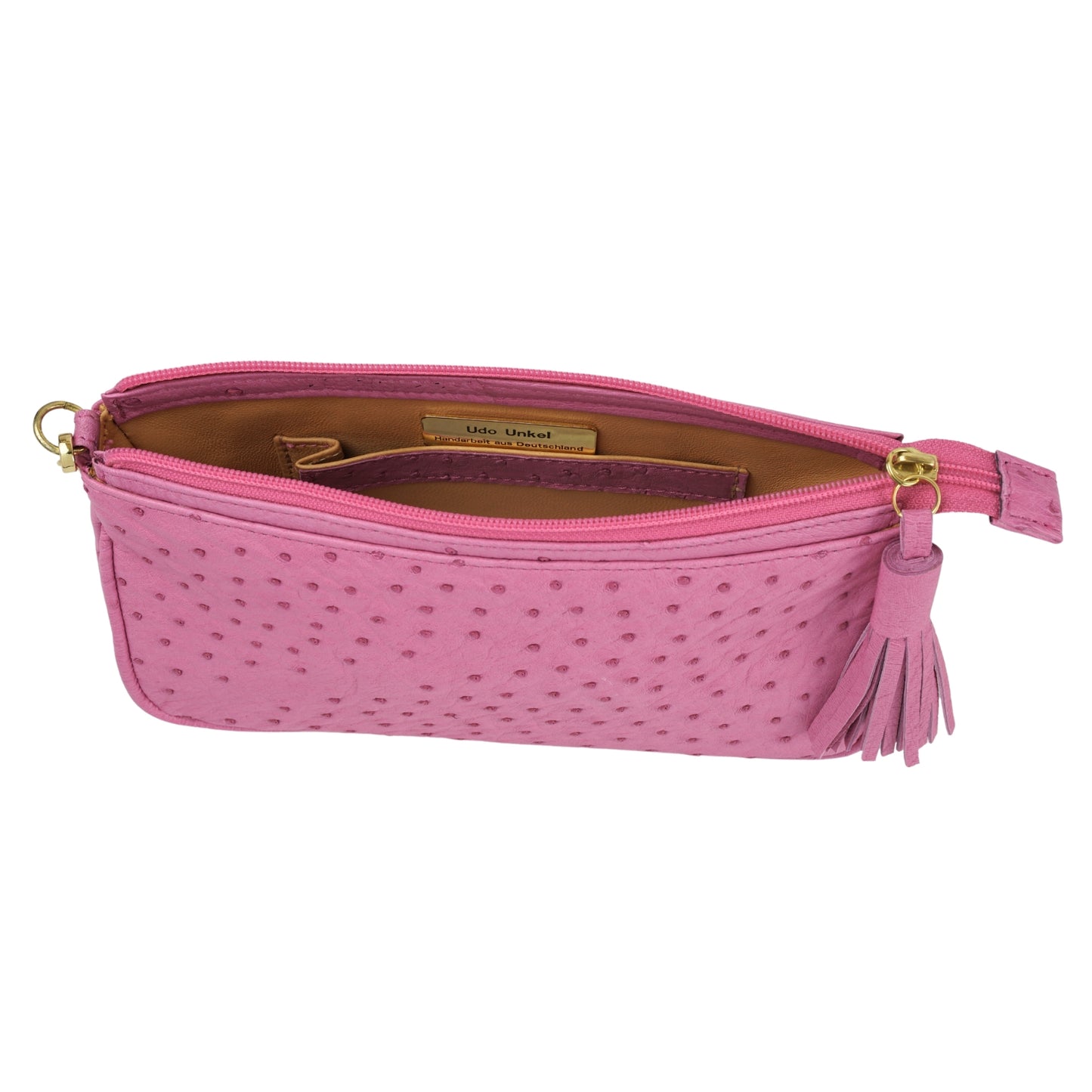 Handtasche "Pochette" in Magenta-Pink mit goldfarbenen Details