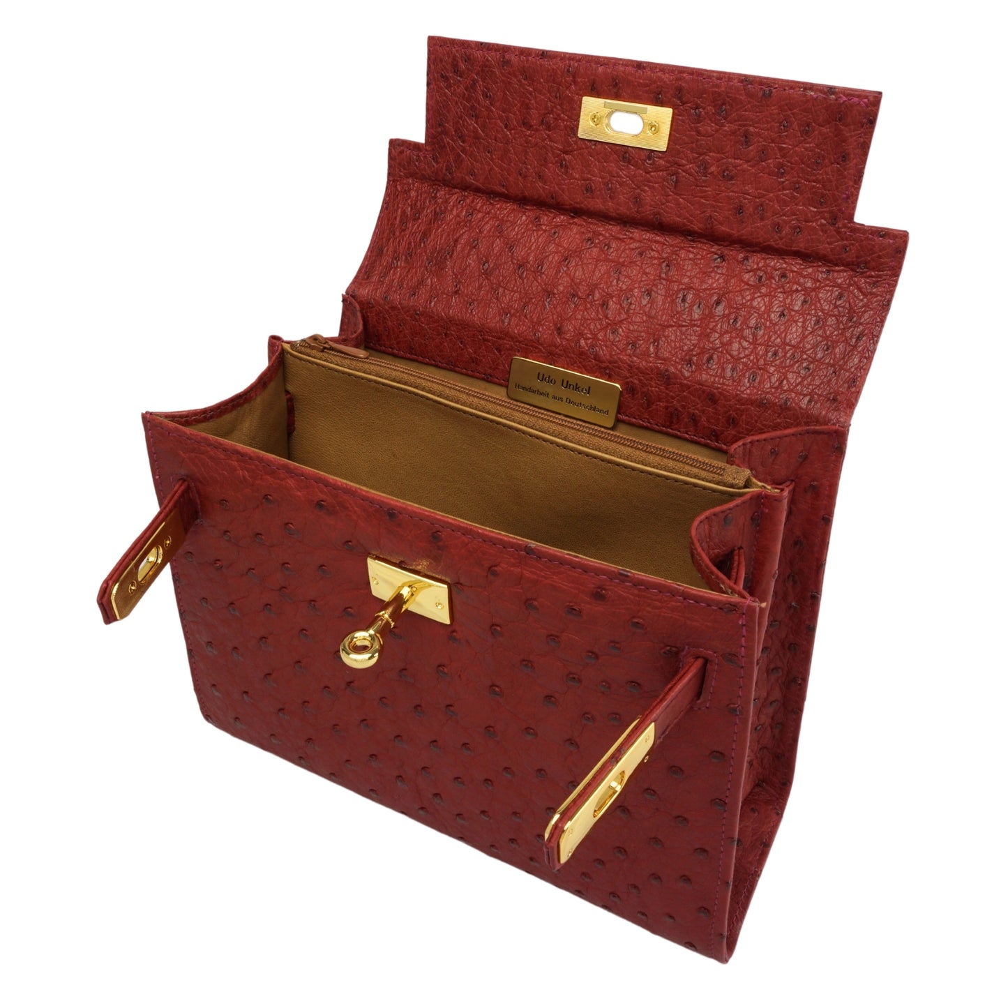 Handtasche "Die Klassische" in Camparirot mit goldfarbenen Details in M