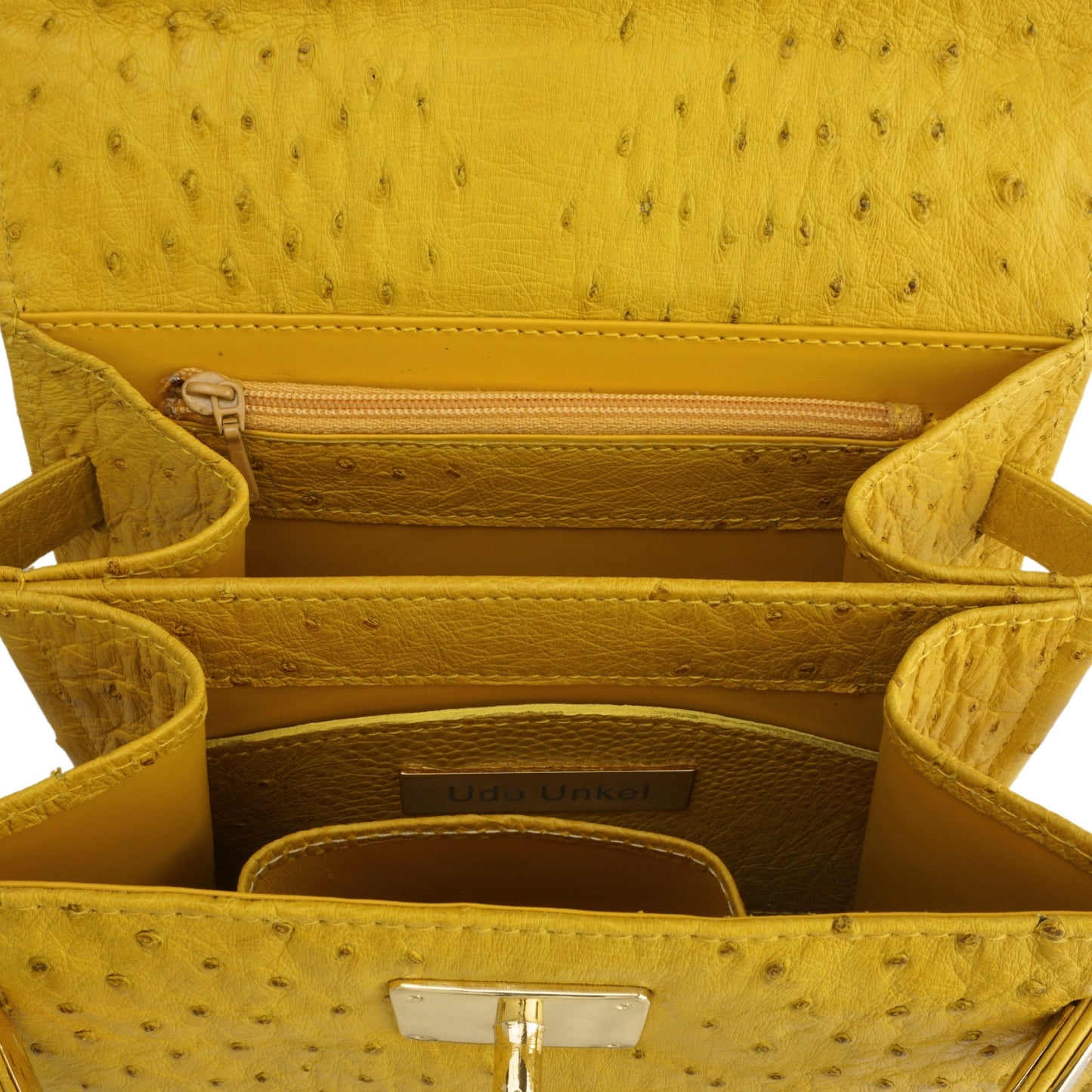 Handtasche "Die Klassische" in Sonnen-Gelb mit goldfarbenen Details in S