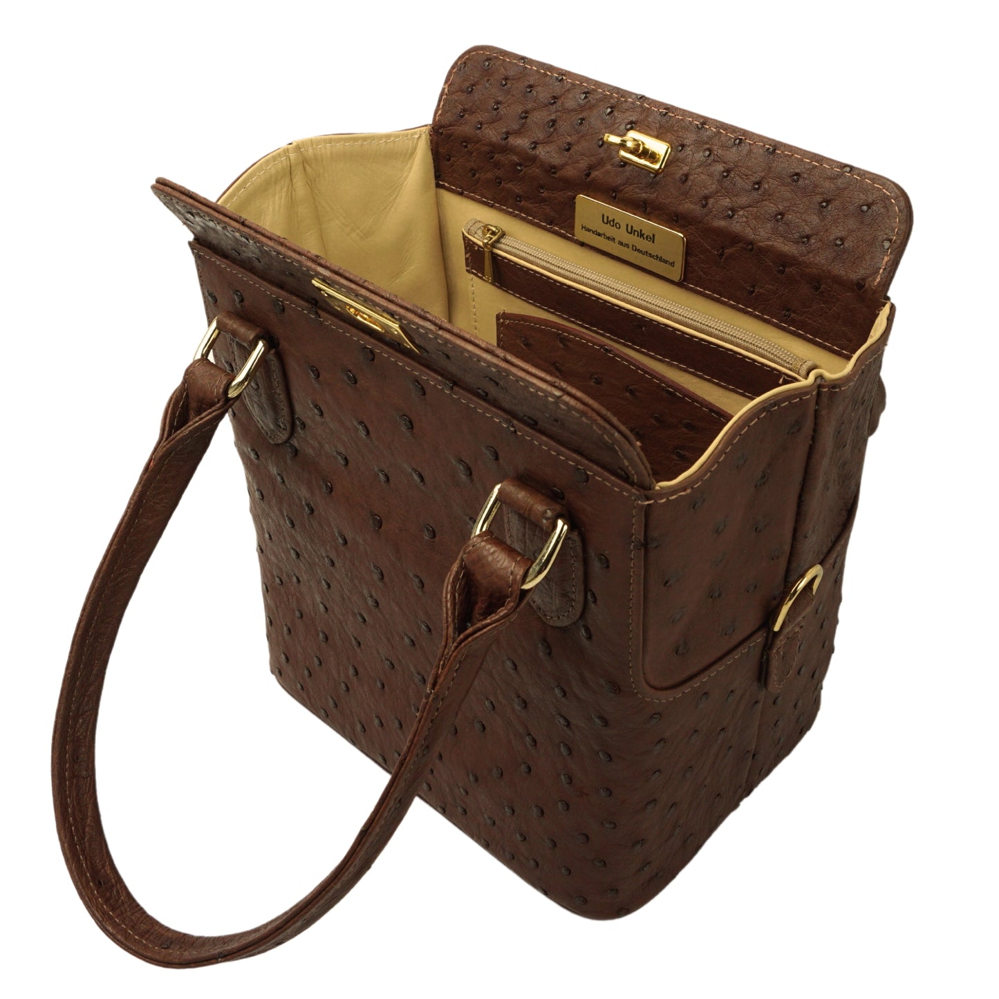 Handtasche "Die Stilvolle" in Braun mit goldfarbenen Details in M