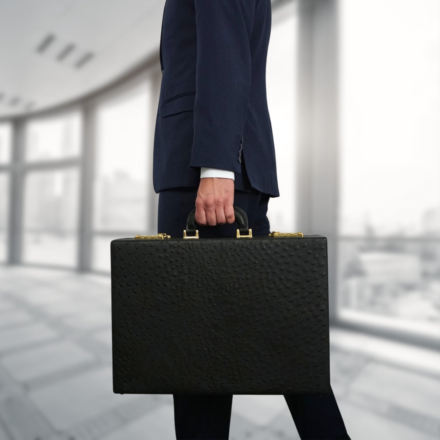 Briefcase in black with gold-colored combination lock
