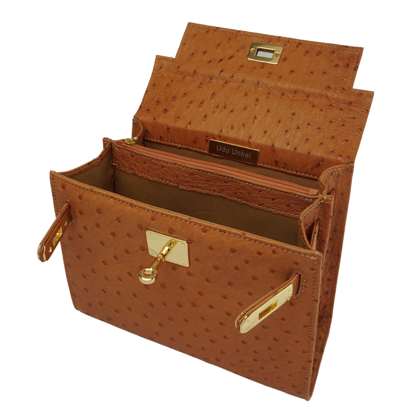 Handtasche "Die Klassische" in Chestnut mit goldfarbenen Details in M