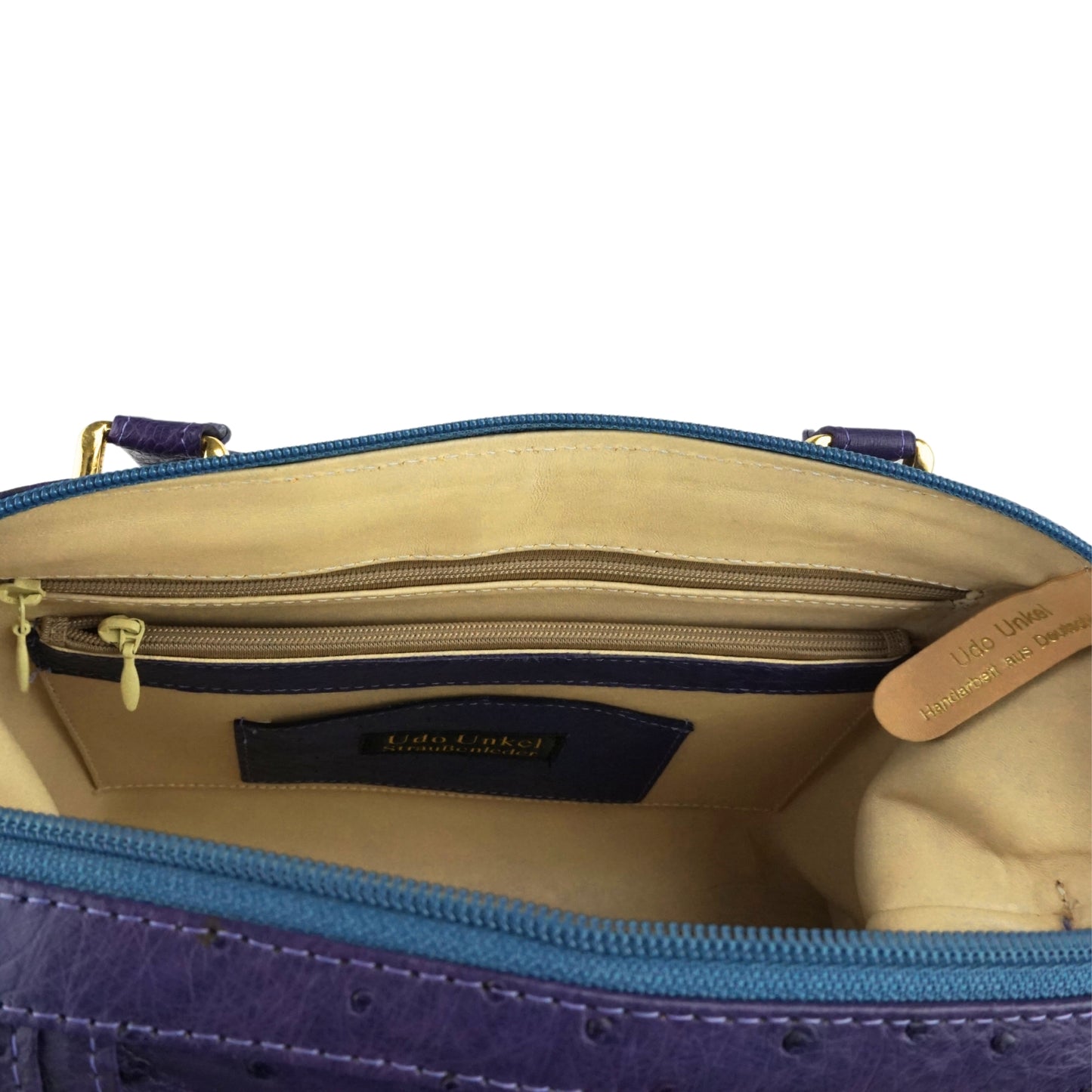 Handtasche "Die Strahlende" aus Straußenleder in Violett