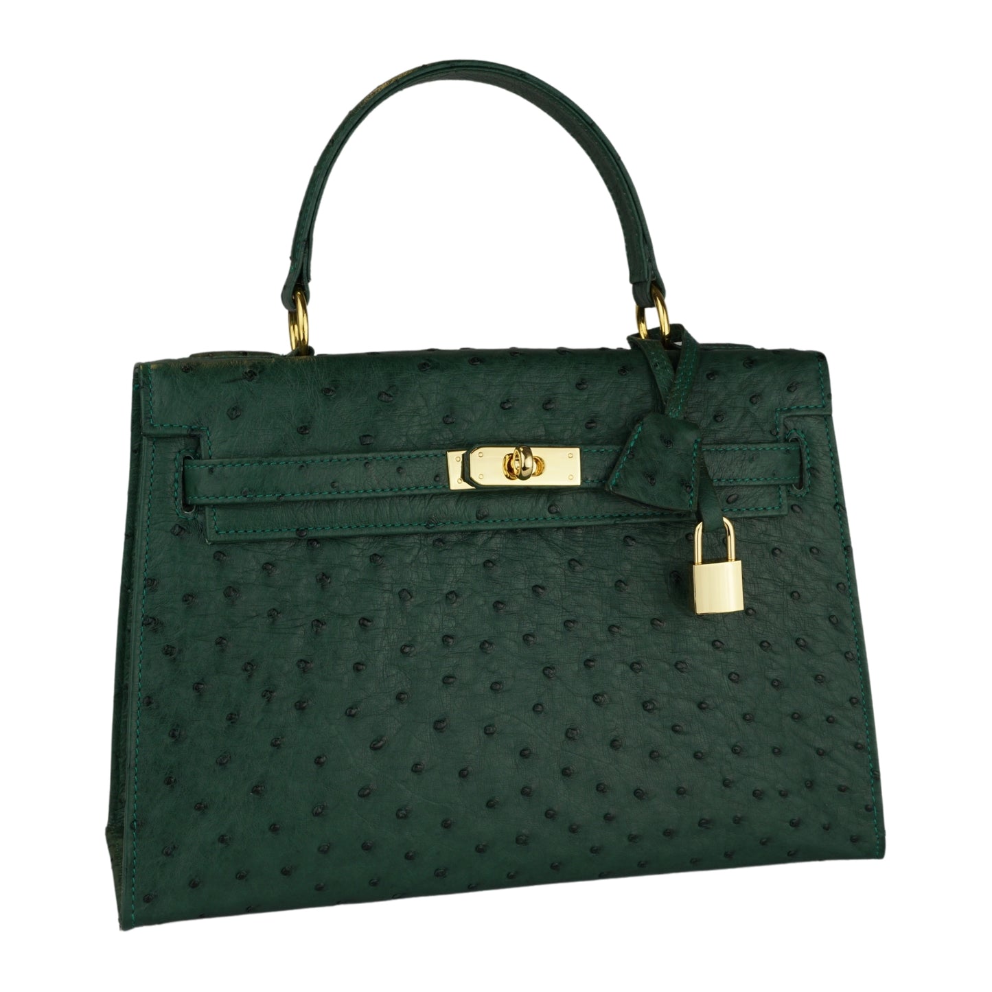 Handbag "The Classic" in Cyprus green with gold-colored details in L
