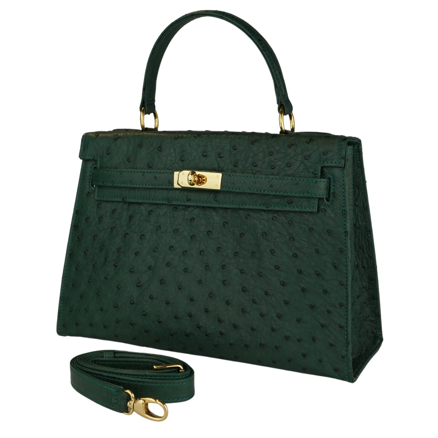 Handbag "The Classic" in Cyprus green with gold-colored details in L