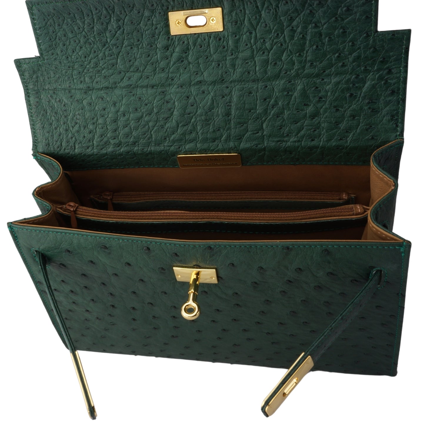Handbag "The Classic" in Cyprus green with gold-colored details in L