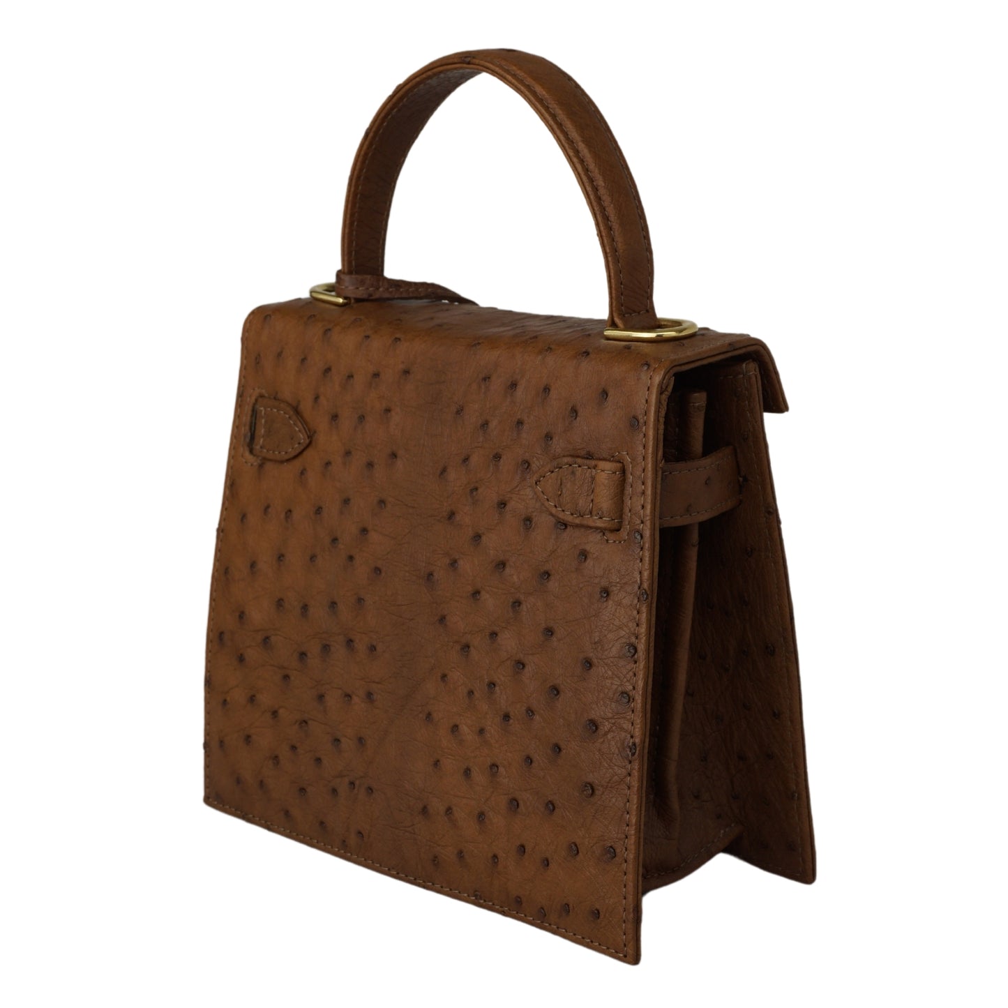 Handbag "The Classic" in brown with gold-colored details in S