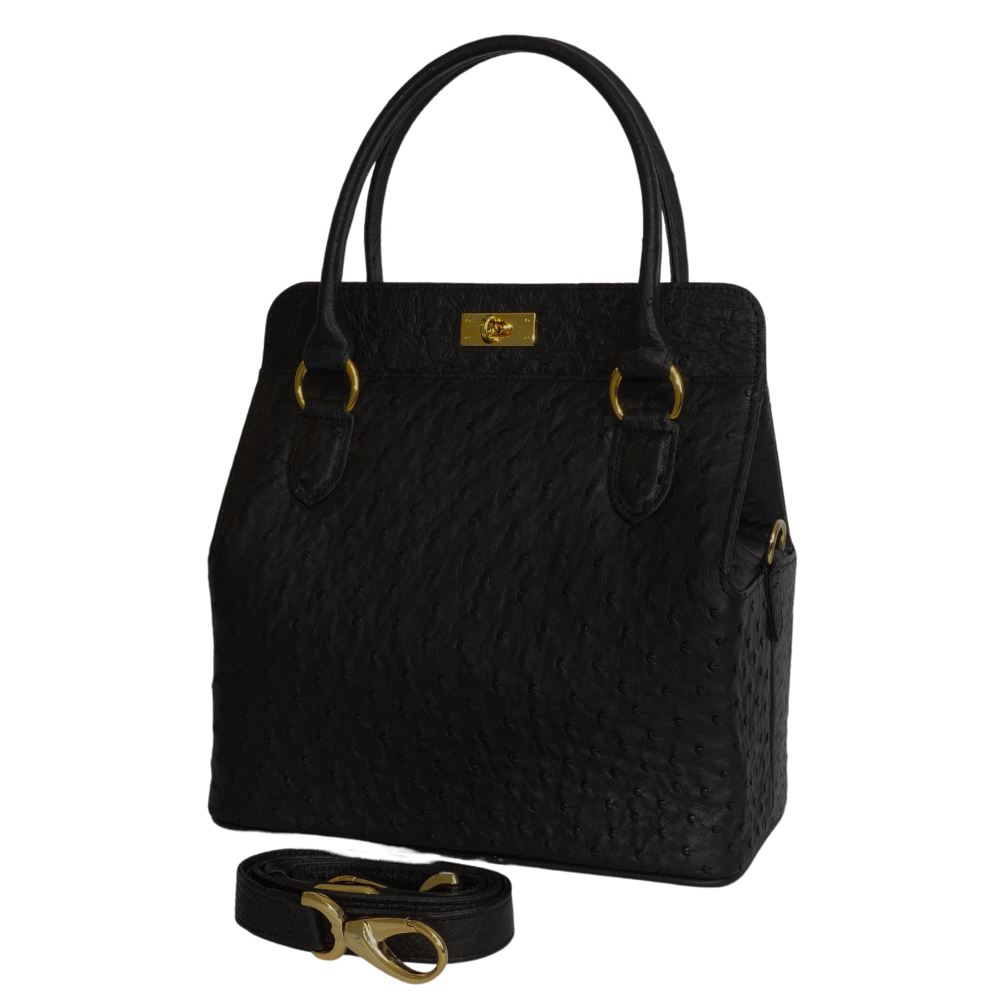 Handbag "The Stylish" in black with gold-colored details in L