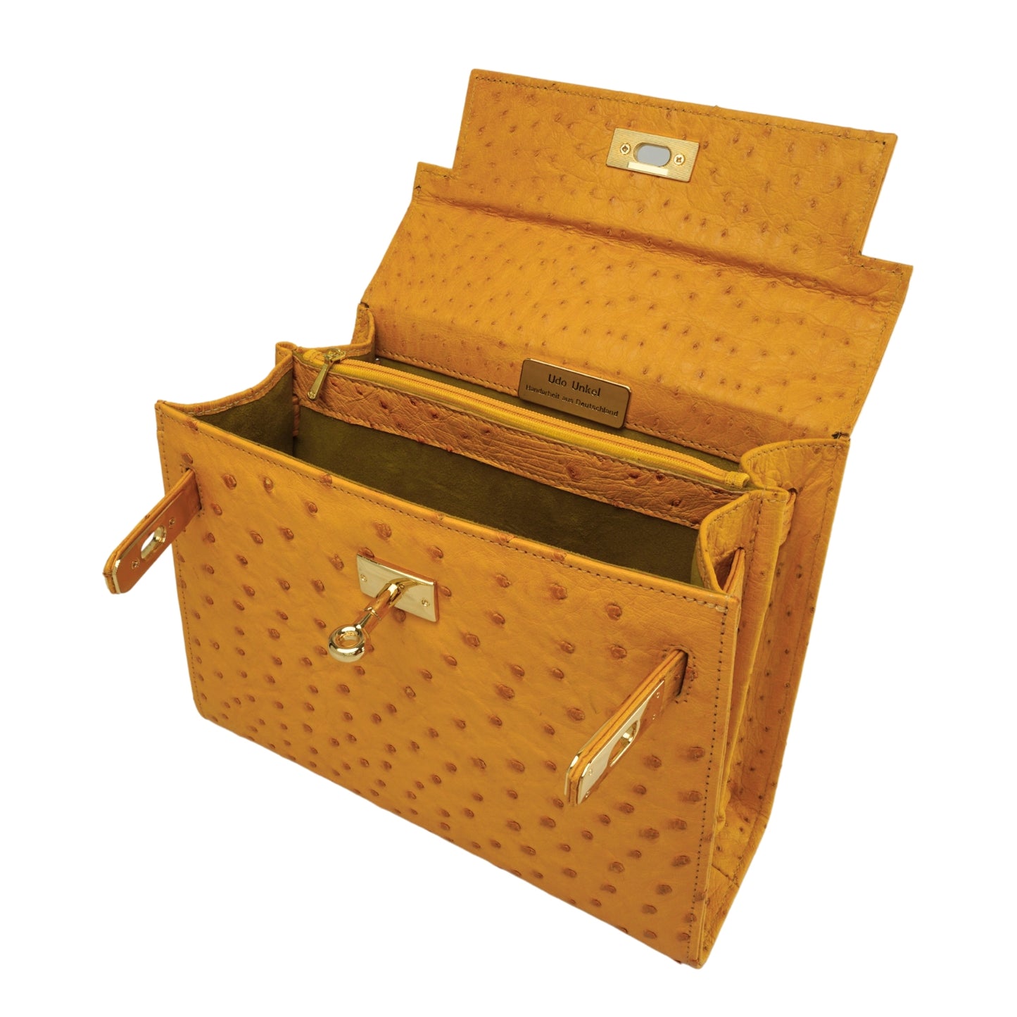 Handtasche "Die Klassische" in Butterblumen-Gelb mit goldfarbenen Details in M