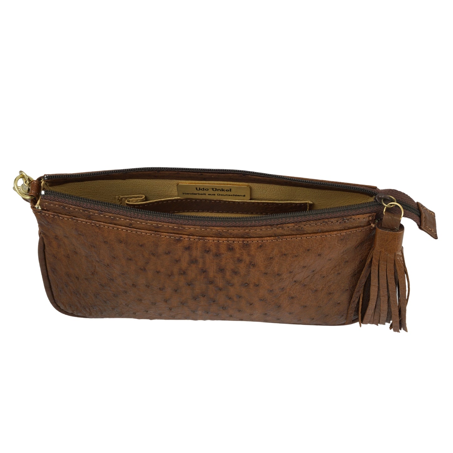 Handtasche "Pochette" in Braun mit goldfarbenen Details