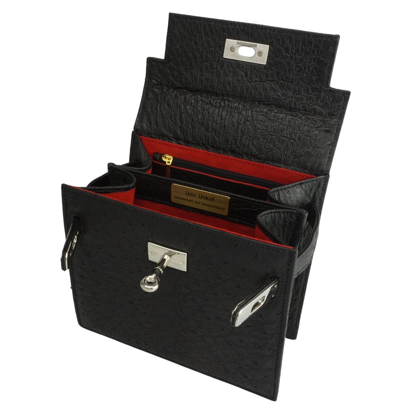 Handtasche "Die Klassische" in Schwarz mit silberfarbenen Details in S