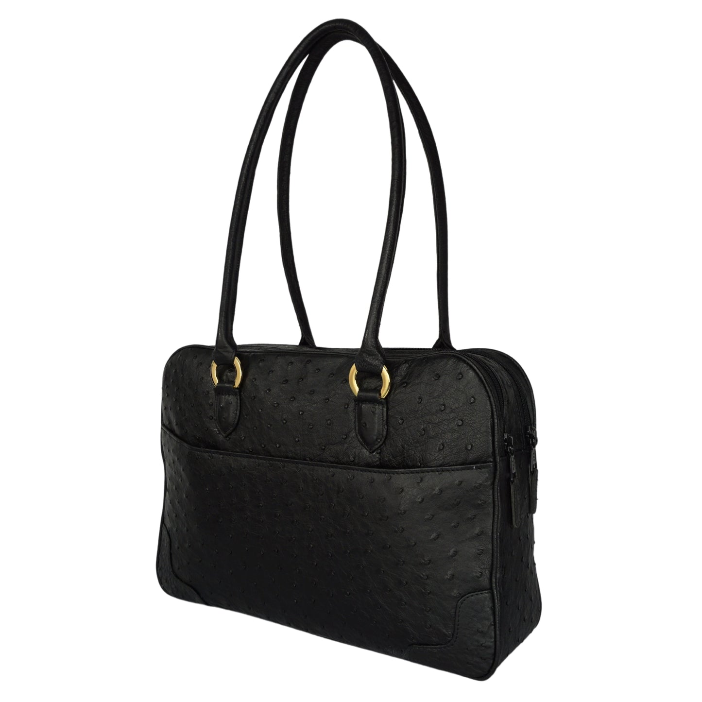 Business bag in black with gold-colored details, lockable