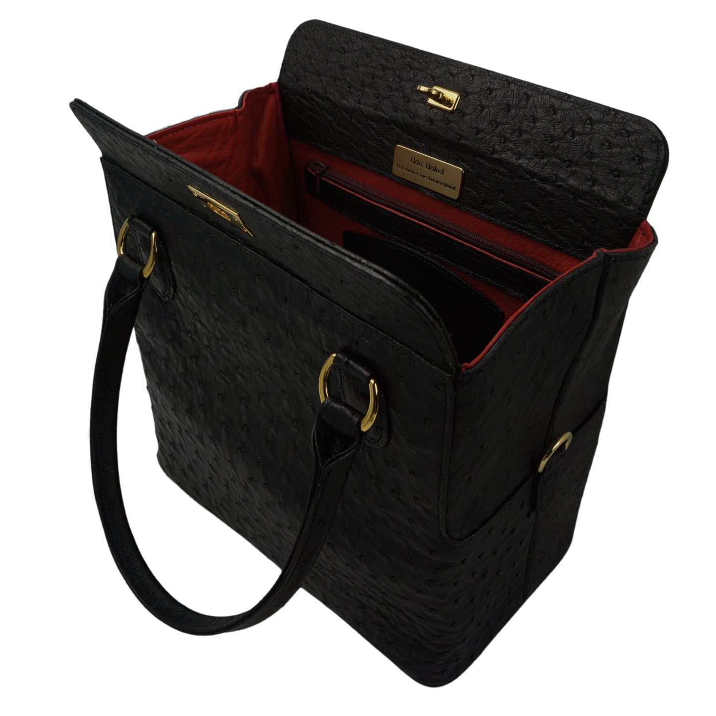 Handbag "The Stylish" in black with gold-colored details in L