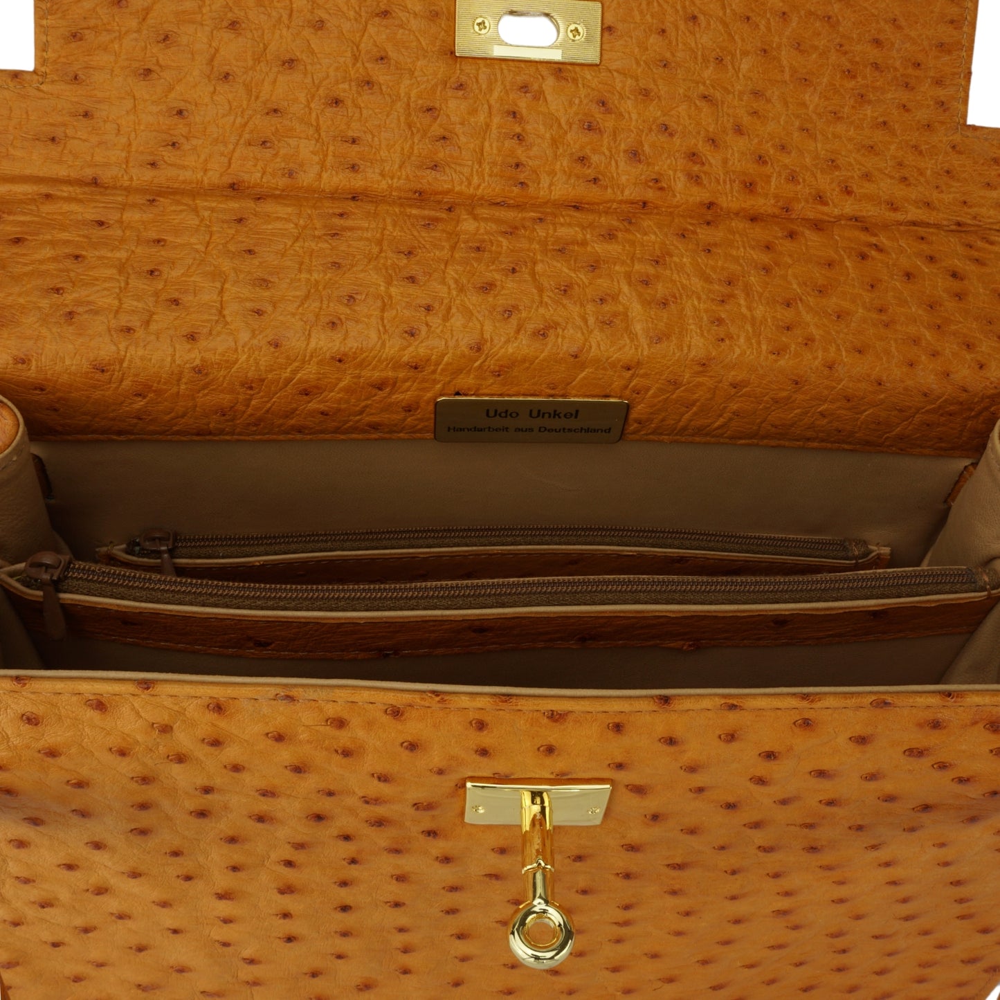 Handtasche "Die Klassische" in Senfgelb mit goldfarbenen Details in L