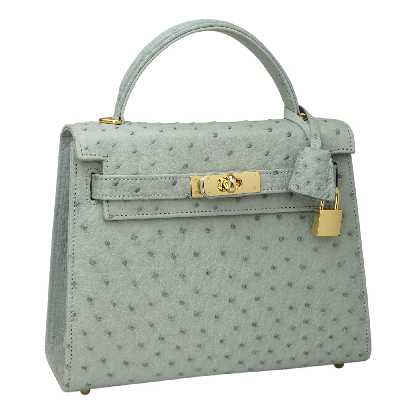 Handtasche "Die Klassische" in Saphirblau mit goldfarbenen Details in M