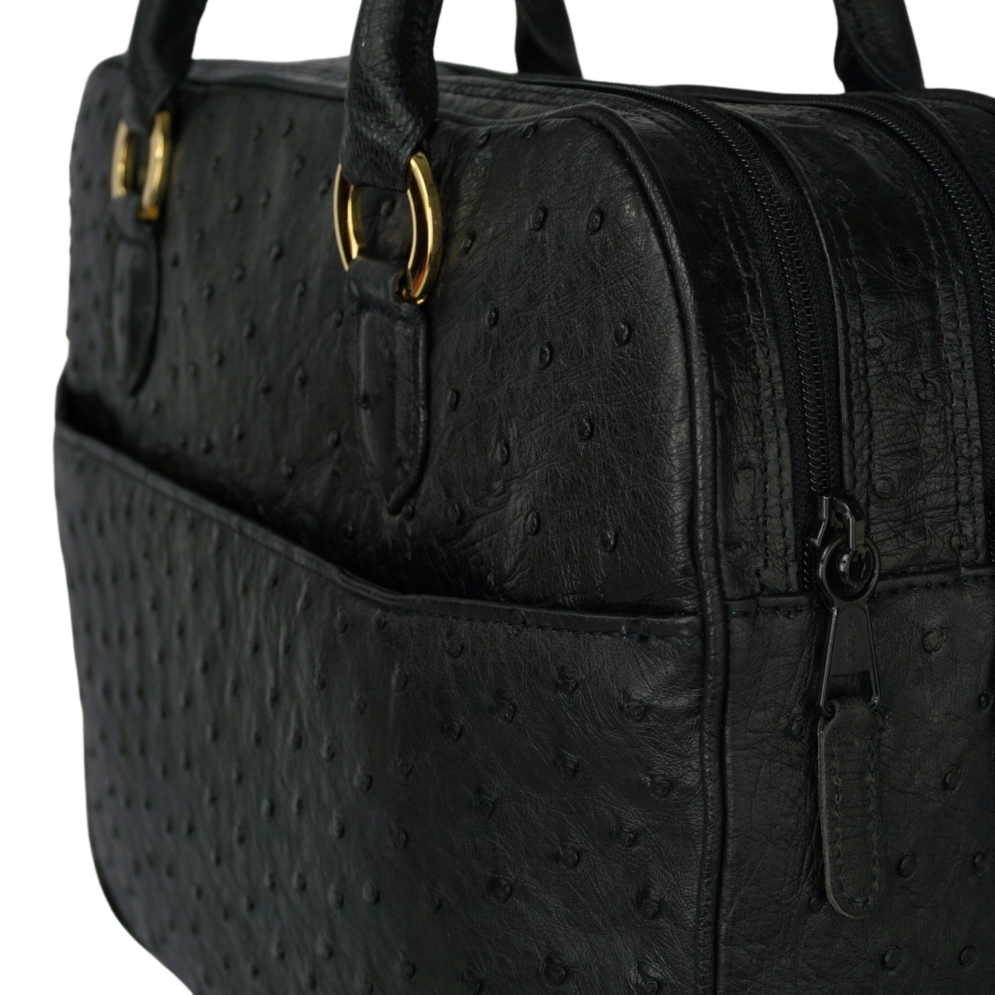 Business bag in black with gold-colored details, lockable