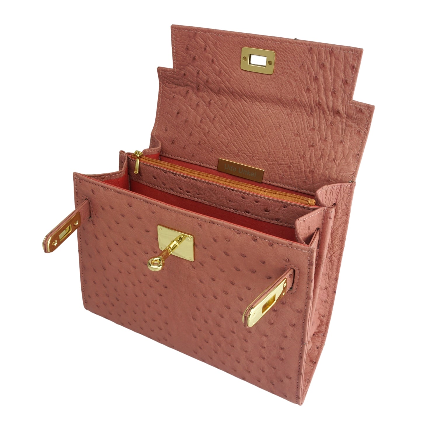 Handtasche "Die Klassische" in Hellrosa mit goldfarbenen Details in M