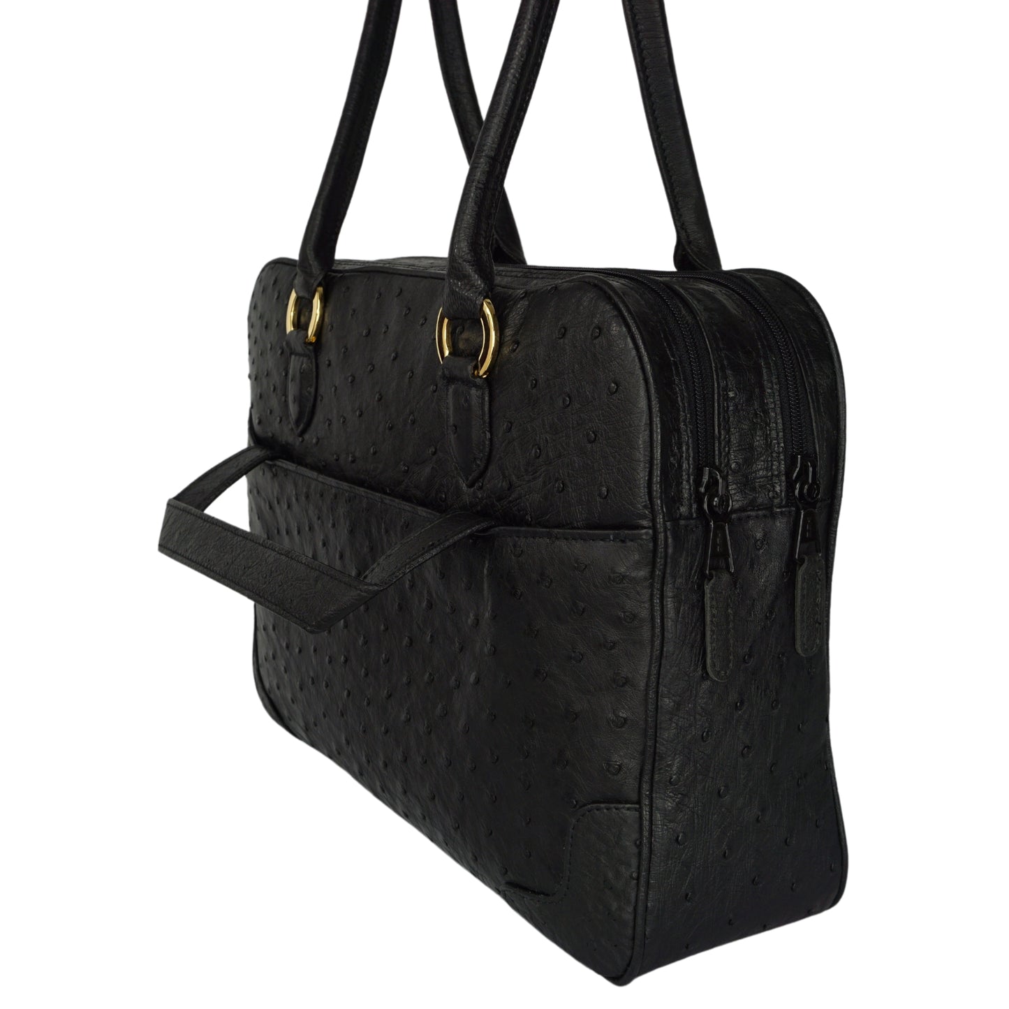 Business bag in black with gold-colored details, lockable