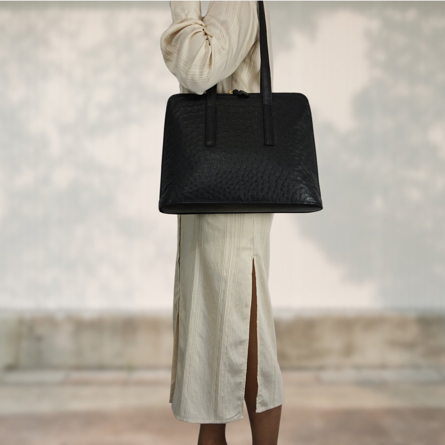 Business handbag "Die Charmante" in black with gold-colored details