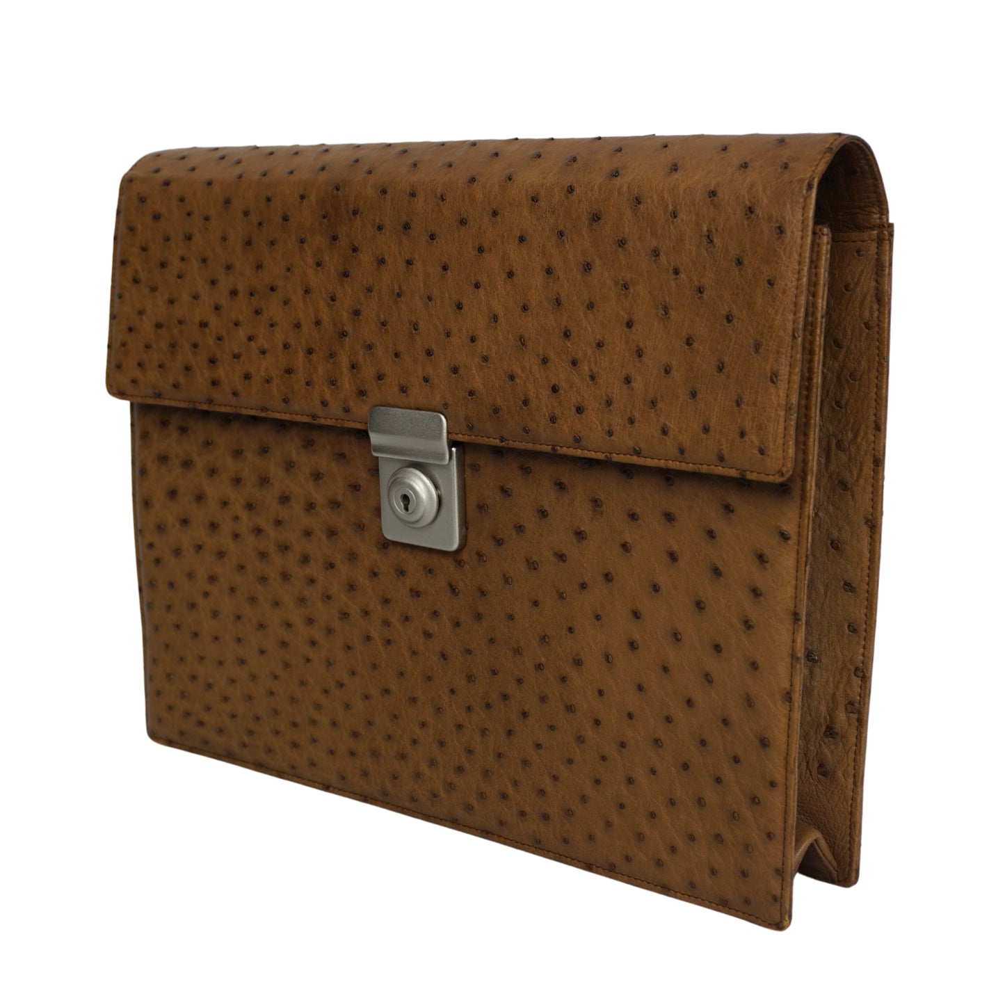 Briefcase in brown with silver-colored, lockable closure