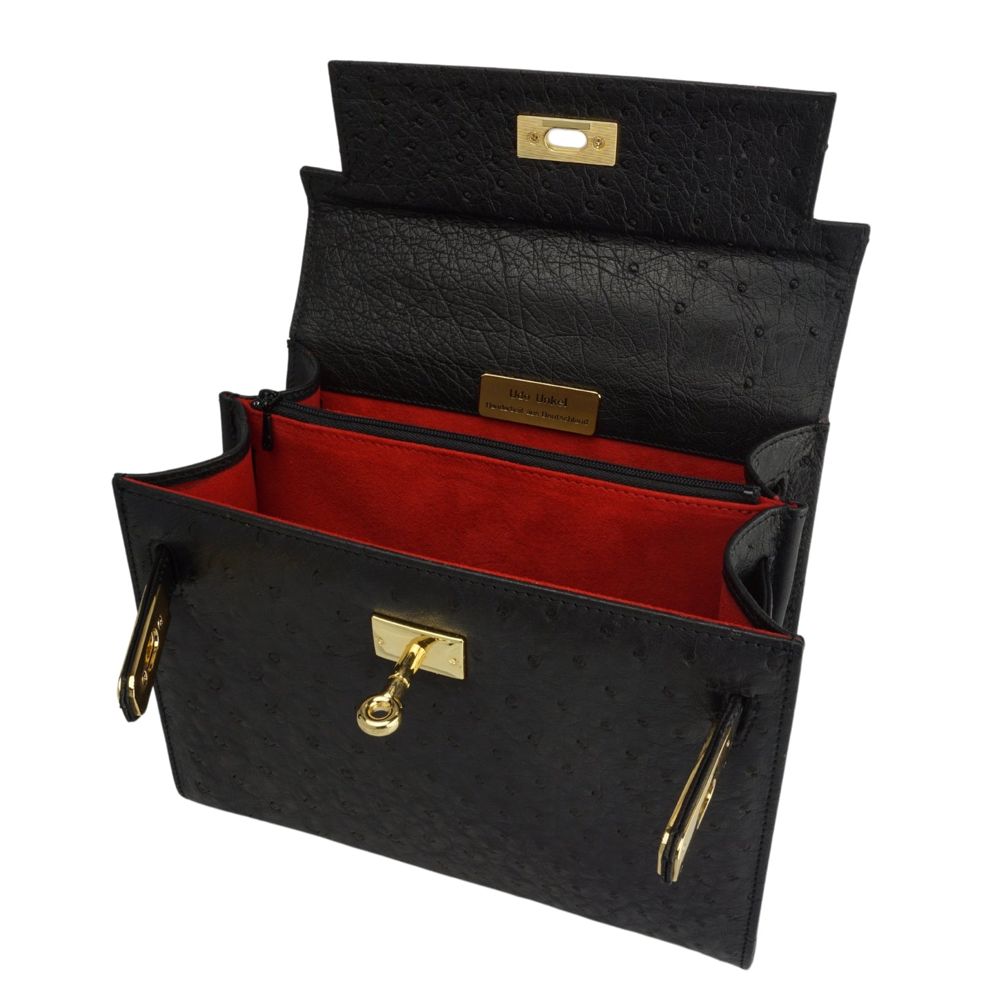 Handtasche "Die Klassische" in Schwarz mit goldfarbenen Details in M