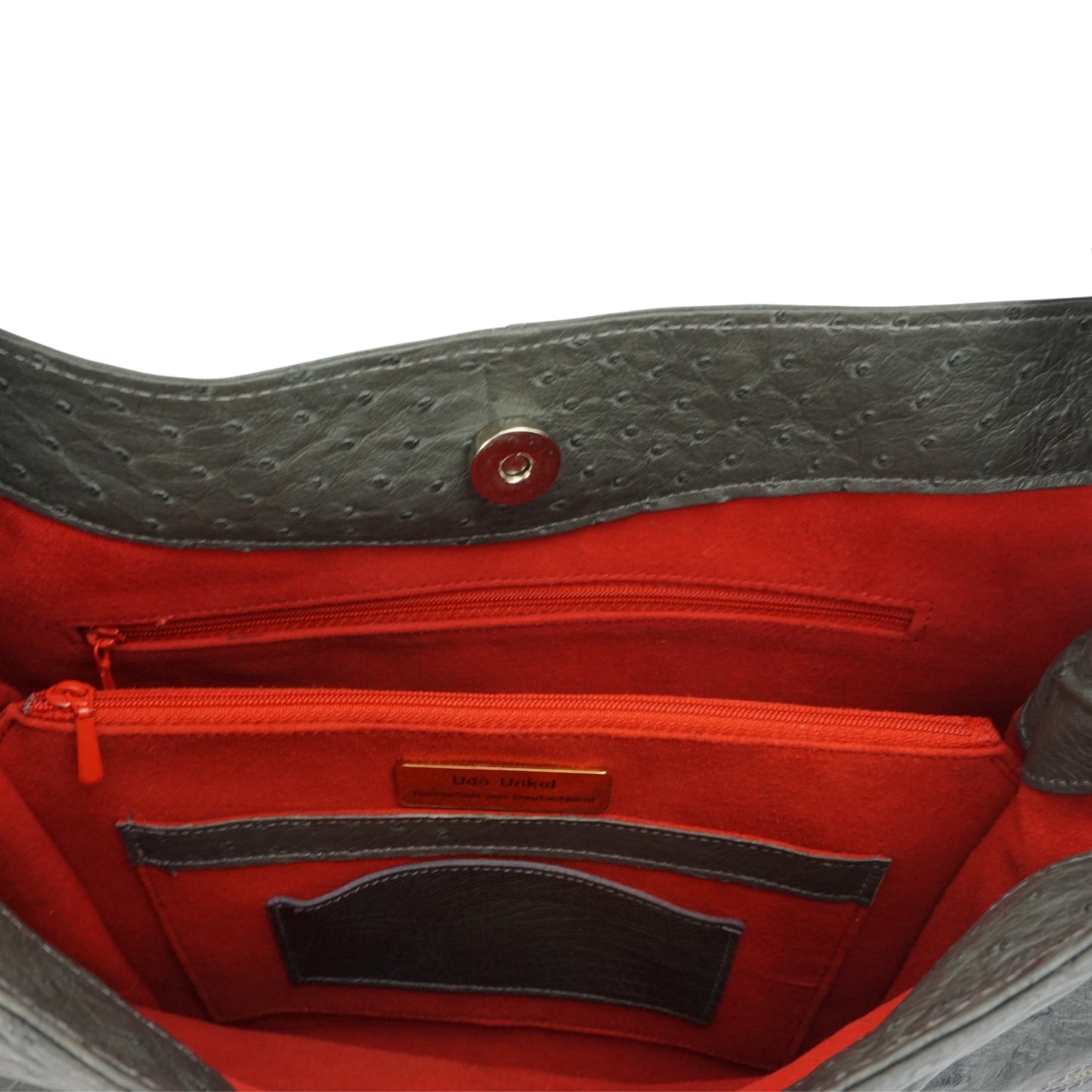 Handtasche "Die Verlässliche" aus Straußenleder in Grau