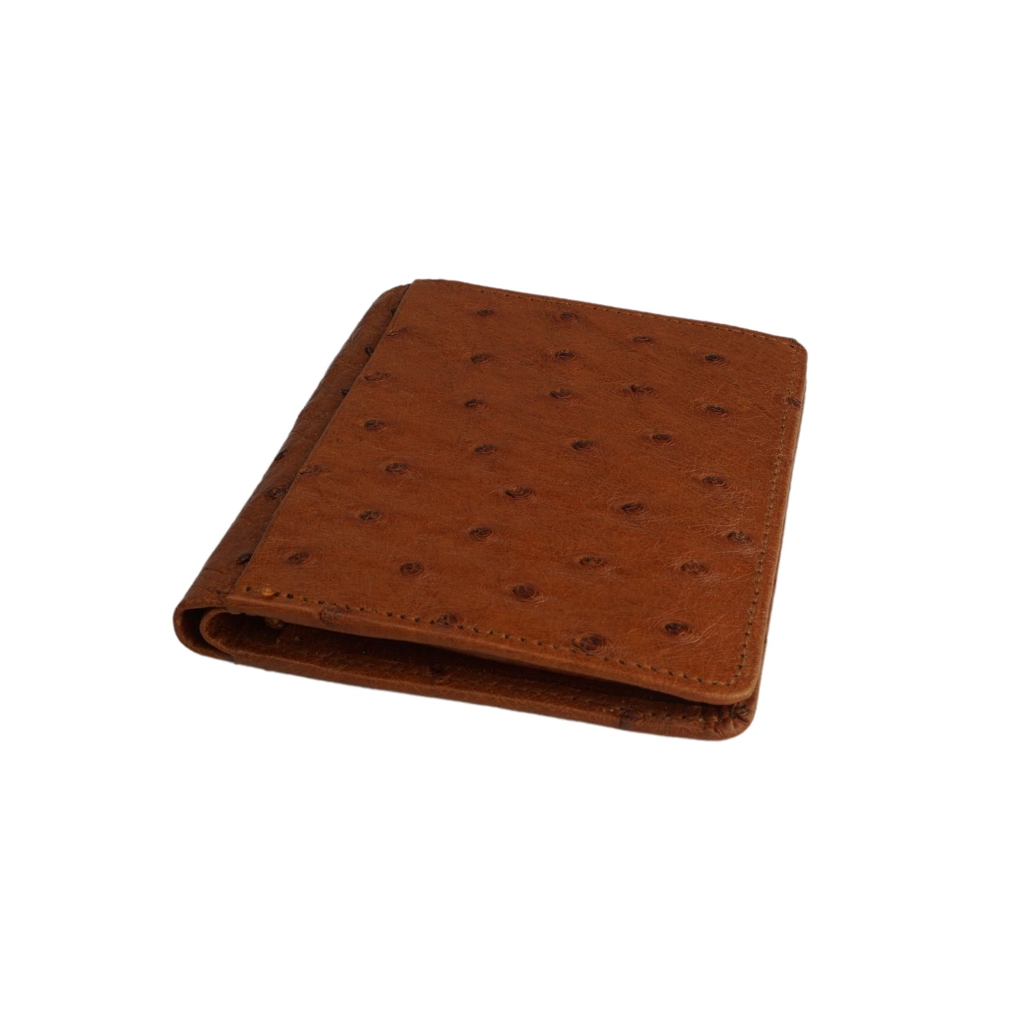 Straußenleder Portemonnaie "Minimalist" in Cognac-Braun, klein & elegant