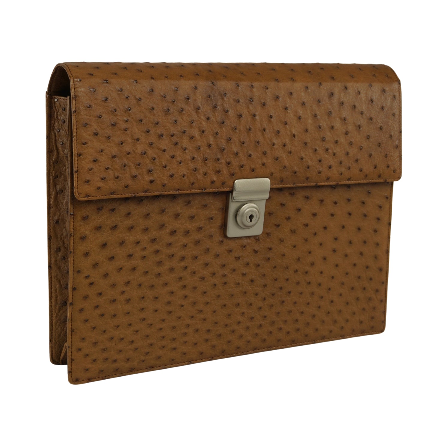 Briefcase in brown with silver-colored, lockable closure