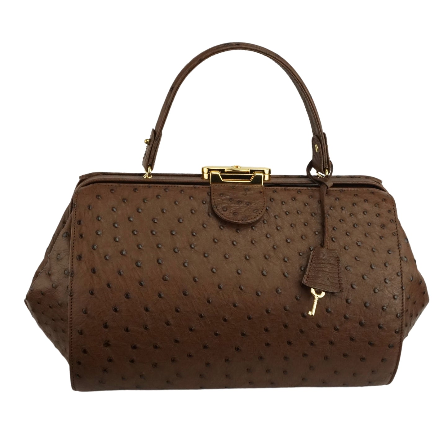 Handbag "The Clutch" in dark brown with gold-colored details & shoulder strap