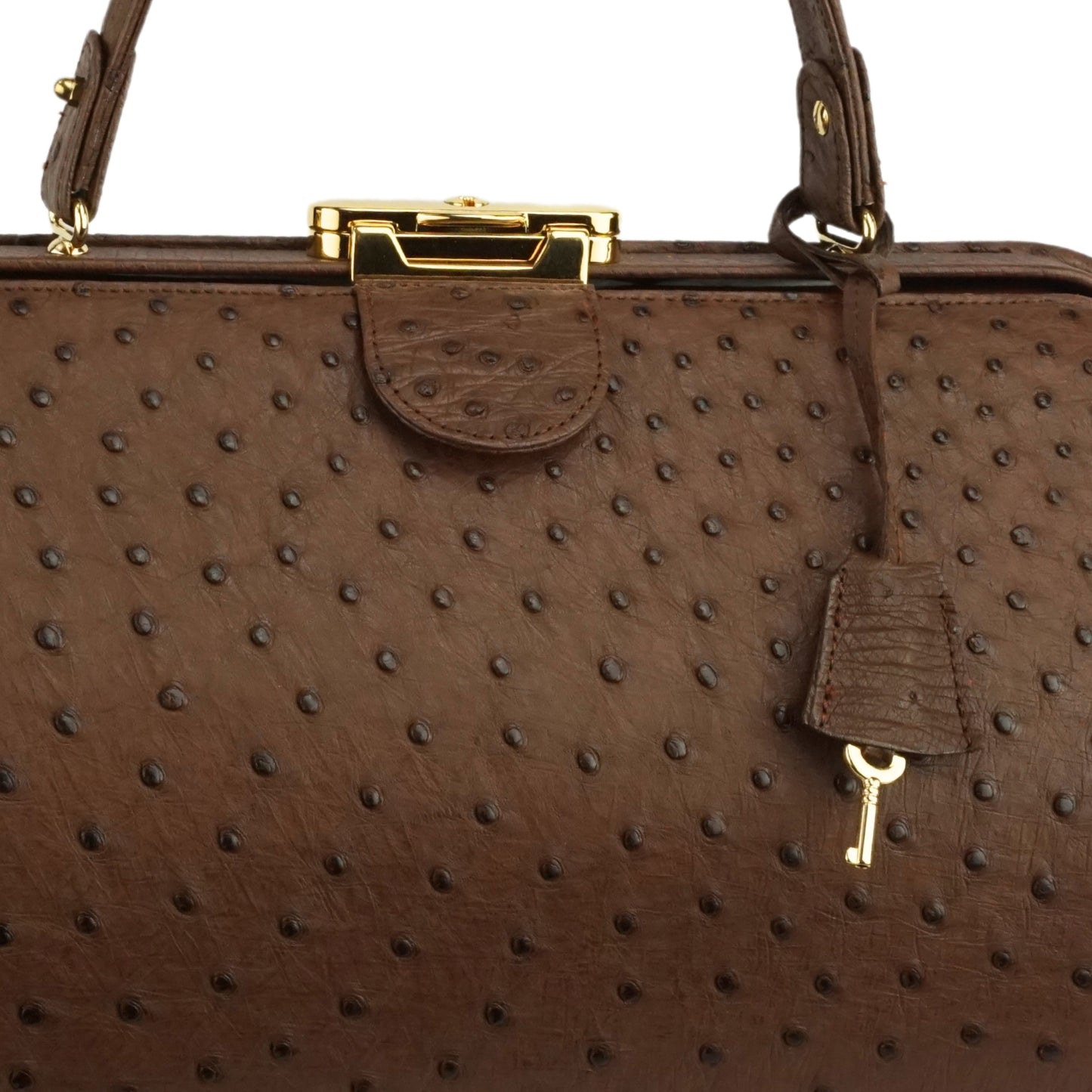 Handbag "The Clutch" in dark brown with gold-colored details & shoulder strap