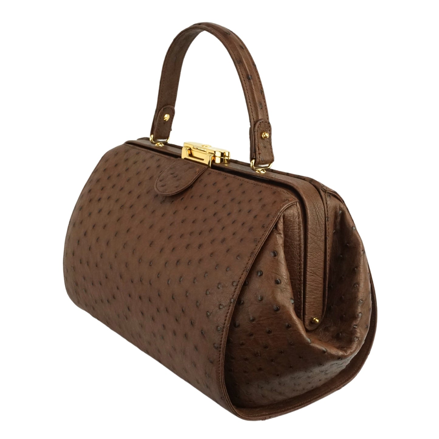 Handbag "The Clutch" in dark brown with gold-colored details & shoulder strap