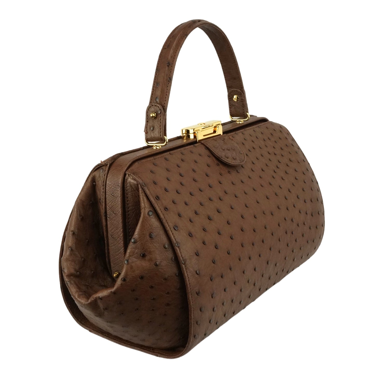 Handbag "The Clutch" in dark brown with gold-colored details & shoulder strap