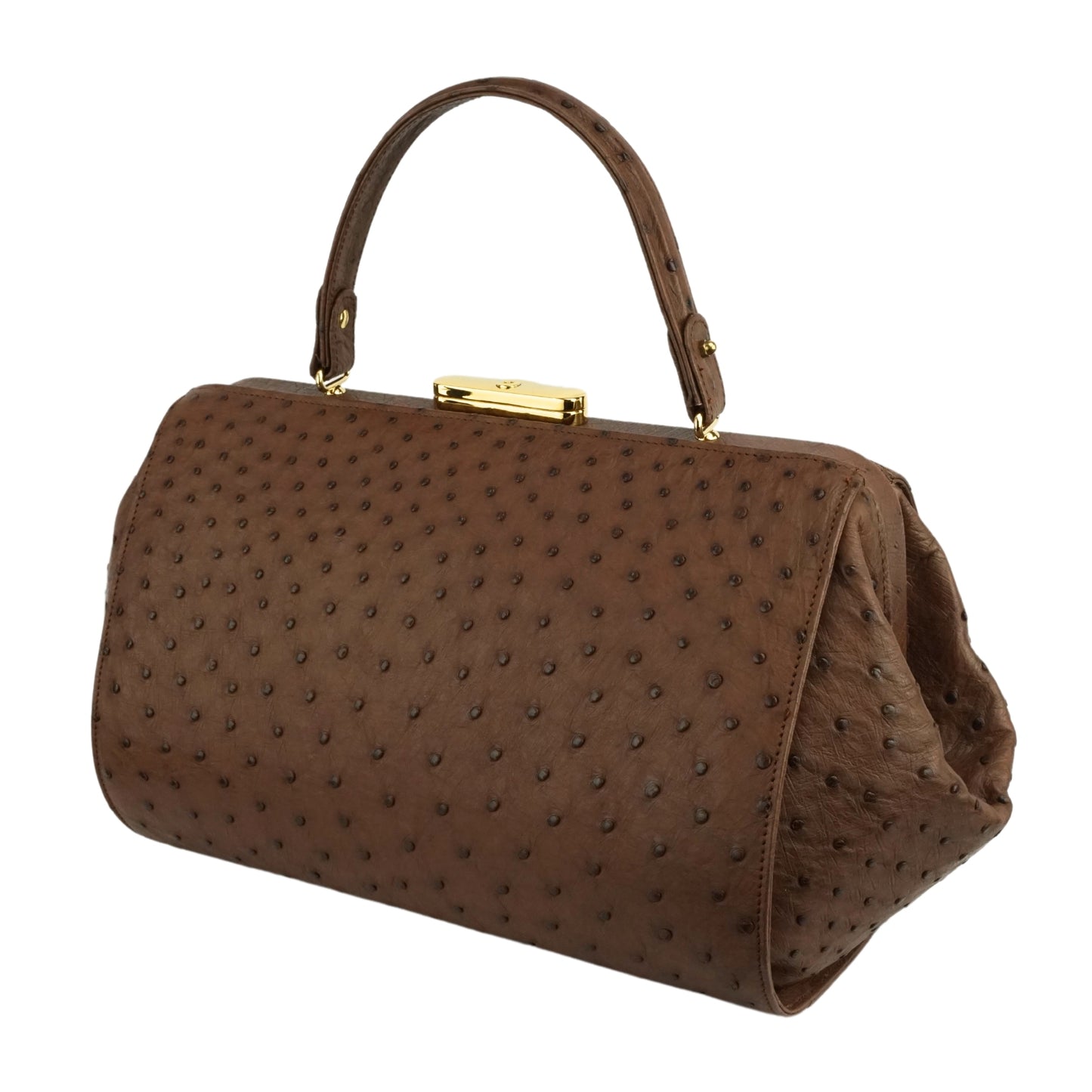 Handbag "The Clutch" in dark brown with gold-colored details & shoulder strap