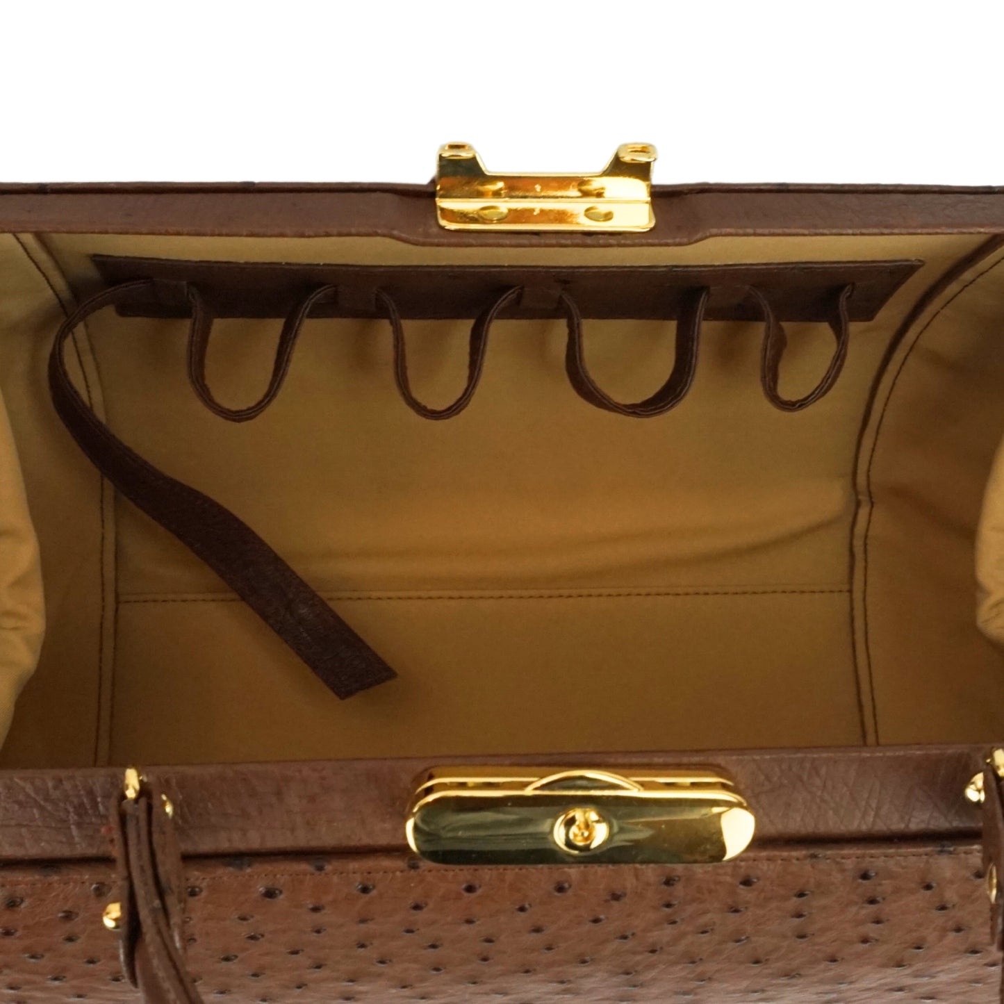 Handbag "The Clutch" in dark brown with gold-colored details & shoulder strap