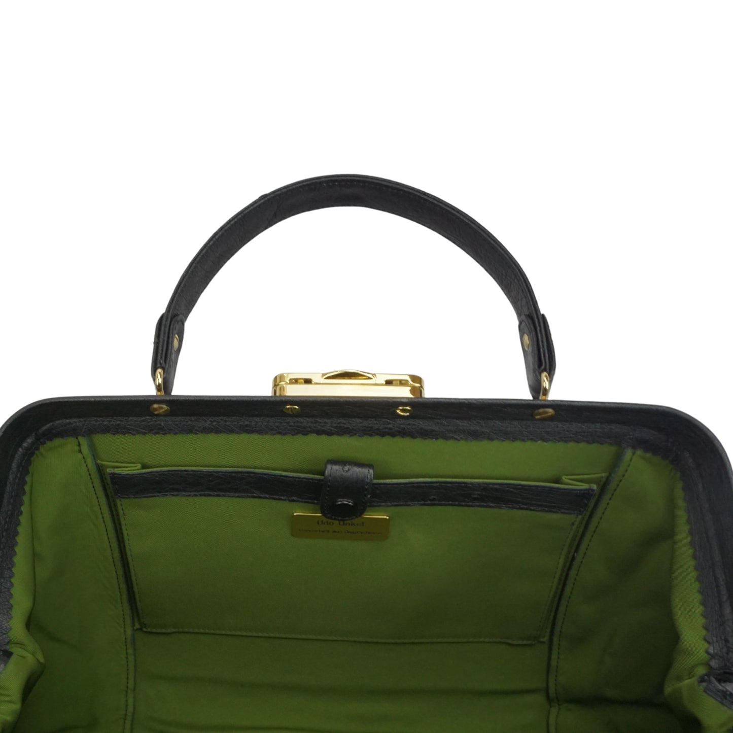 Handtasche "Die Raffinierte" aus Straußenleder in Schwarz