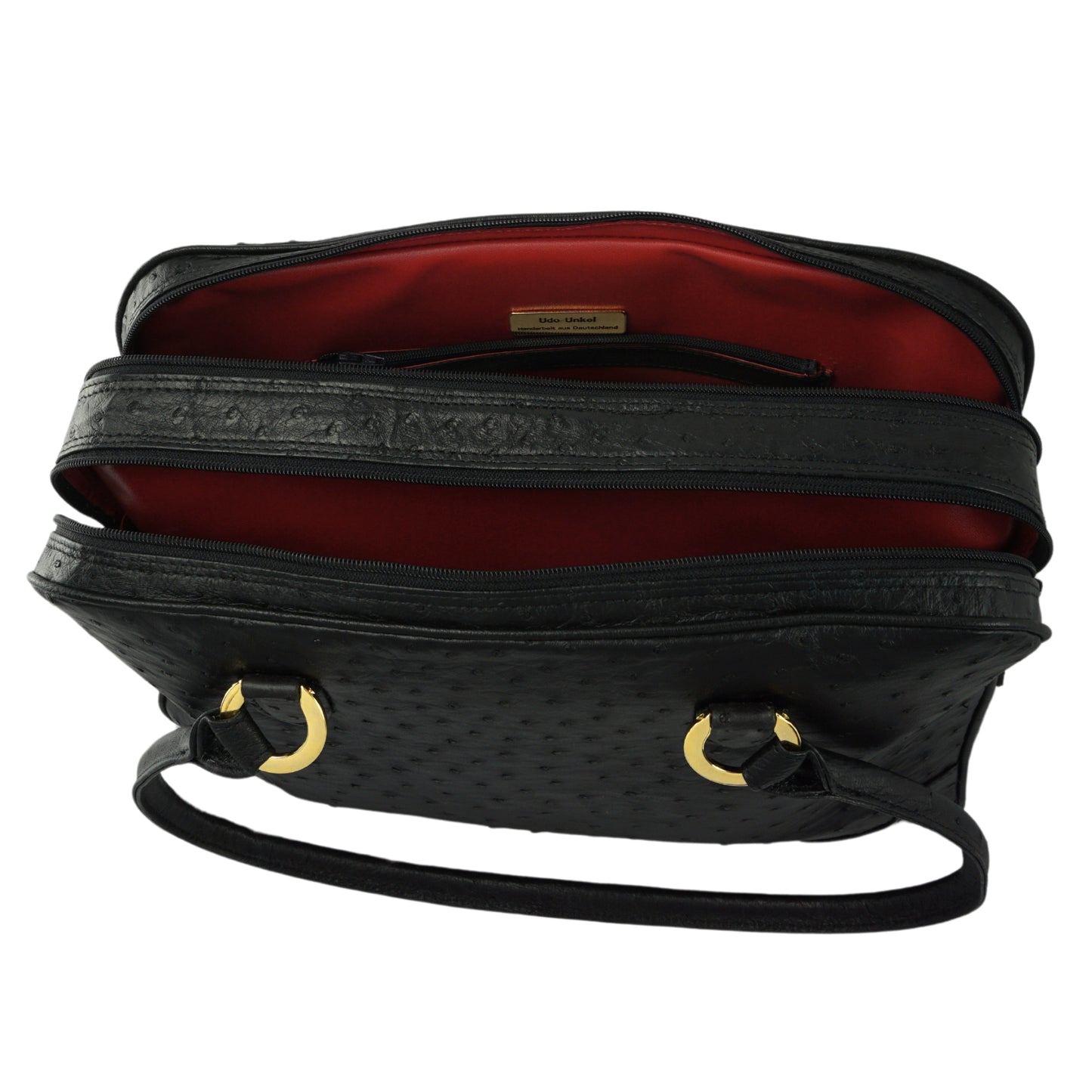 Business bag in black with gold-colored details, lockable